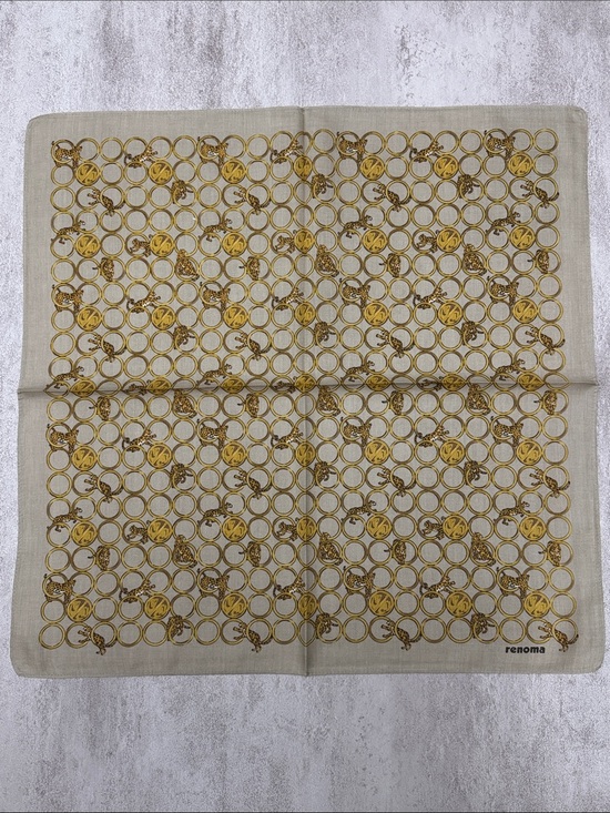 Renoma Accessories - Cream and Gold Patterned cotton handkerchiefs